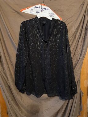 Worthington Black Blouse with Metallic Accents
